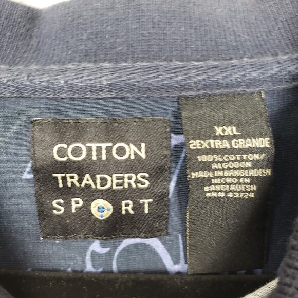 Cotton Traders Men's XXL American Flag Print Polo Shirt Red White Blue Patriotic - Picture 4 of 7